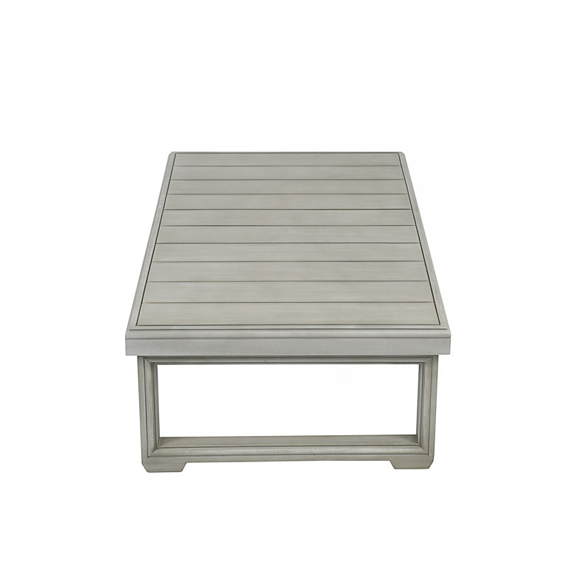 Rustic Acacia Wood Outdoor Coffee Table With Slat Top And Sled Legs For Durable, Natural Style, Gray