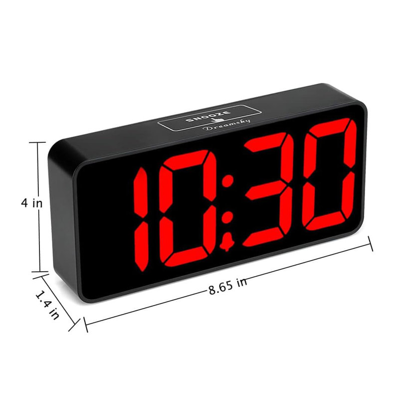 Digital Electric Alarm Tabletop Clock, Black/Red