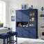 Très grand armoire de cuisine sur pied 63,3 "avec rehausse, 3 tiroirs, tablette à micro-ondes et tablettes réglables - bleu marine-121081881