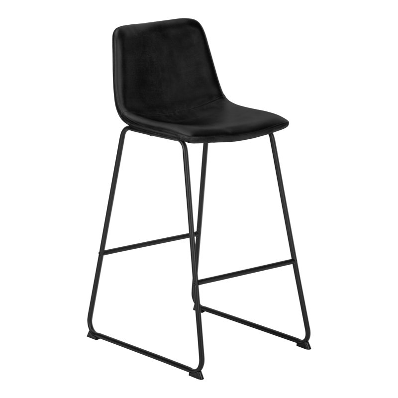 Chaise de bureau, hauteur de bar, debout, travail de bureau d'ordinateur, similicuir, métal, contemporain, Noir, Noir