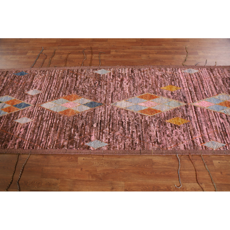 Tapis rose rose marocain noué à la main 3 x 10