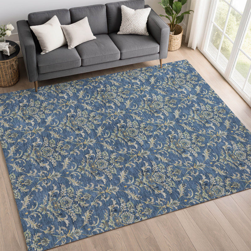 Tapis damassé intérieur / extérieur lavable à la machine ACN2325, Rectangle 5 pi x 7 pi 6 po