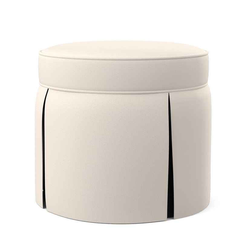 Bella Round Ottoman, Venice Ivory 100% Polyester