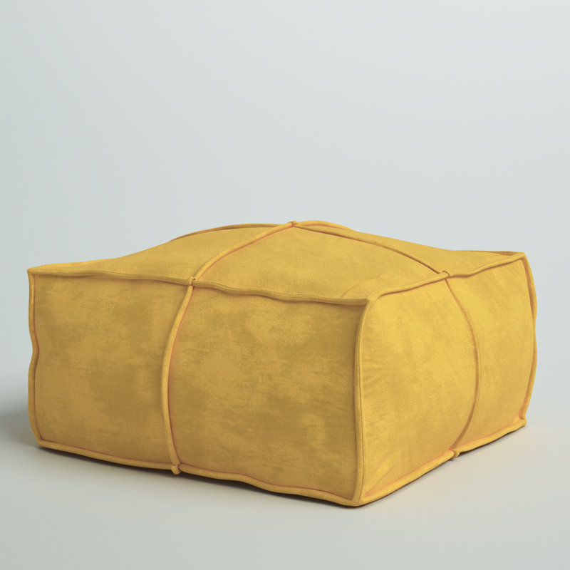 Pouf carré en velours de coton, Velours verge d'or