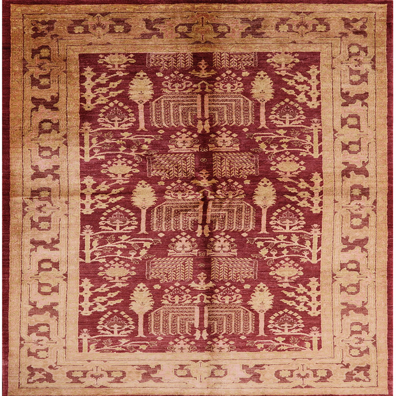Tapis brun à motif oriental, Carré 7 pi