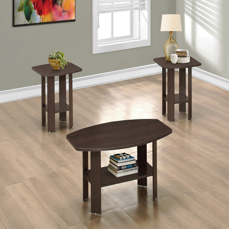 Ensemble de table, ensemble 3 pièces, café, bout, côté, accent, stratifié, transitionnel, Noir