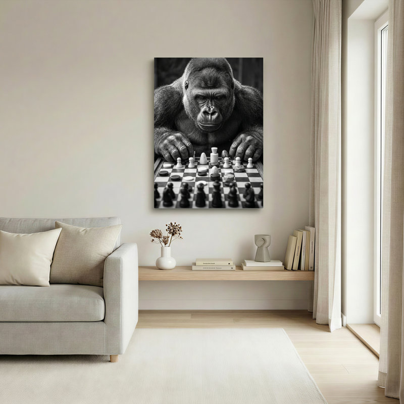 Ensemble de 1 tableau sur toile « Échecs Gorille », 24"H x 16"W, Wrapped Canvas