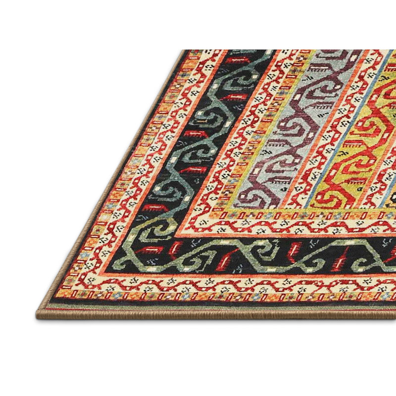 Tapis contemporain noir / bleu, Rectangle 4 pi x 6 pi