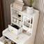 Table de coiffeuse multifonctionnelle avec miroir à DEL réglable, tabouret caché et 4 tiroirs blancs pour l'organisation de la chambre à coucher