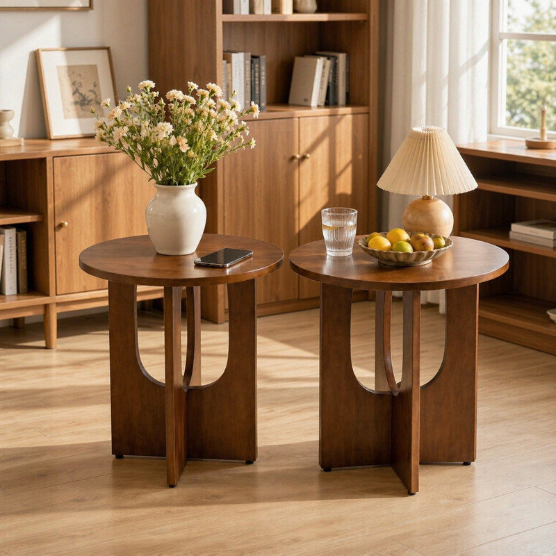 Solid Wood Top End Table, 2