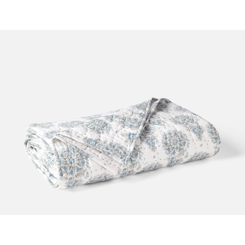 Flores Handstitched Organic Quilt King Praline, Tidal, Queen Quilt