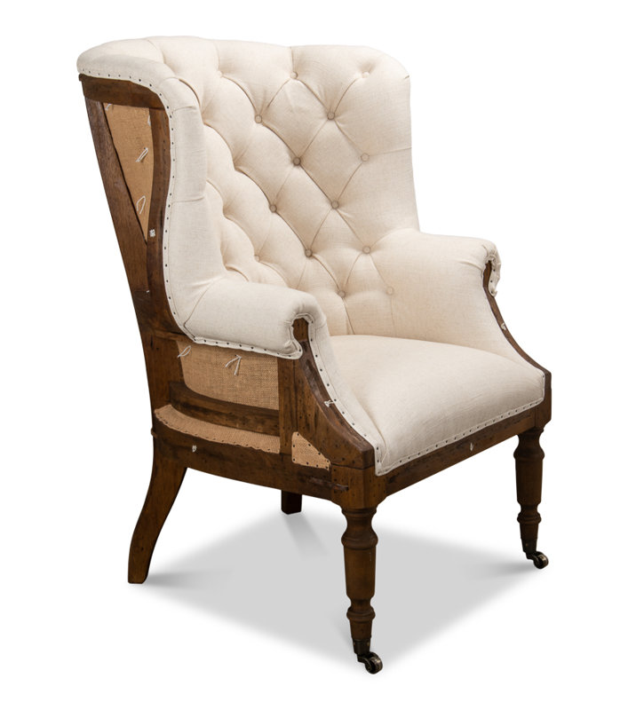 Irish Linen Wingback Chair