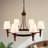 6 Light Classic Farmhouse Wagon Wheel Chandelier With White Shade For Dining Room & Living Room - Dimmable Lighting-1066865385