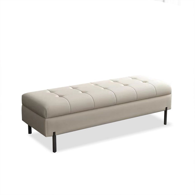 Beige Upholstered Bench, 15.75" H x 62.99" W x 15.75" D, Beige