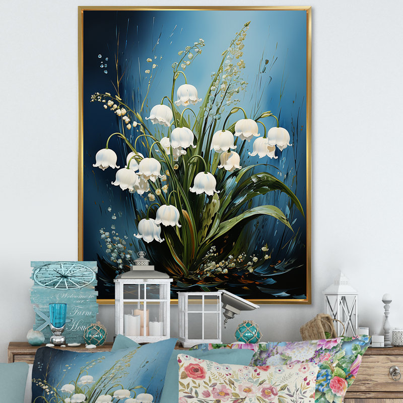 «Green Snowdrops» - impressions sur toile, H 40 po x l 30 po, Cadre flottant doré