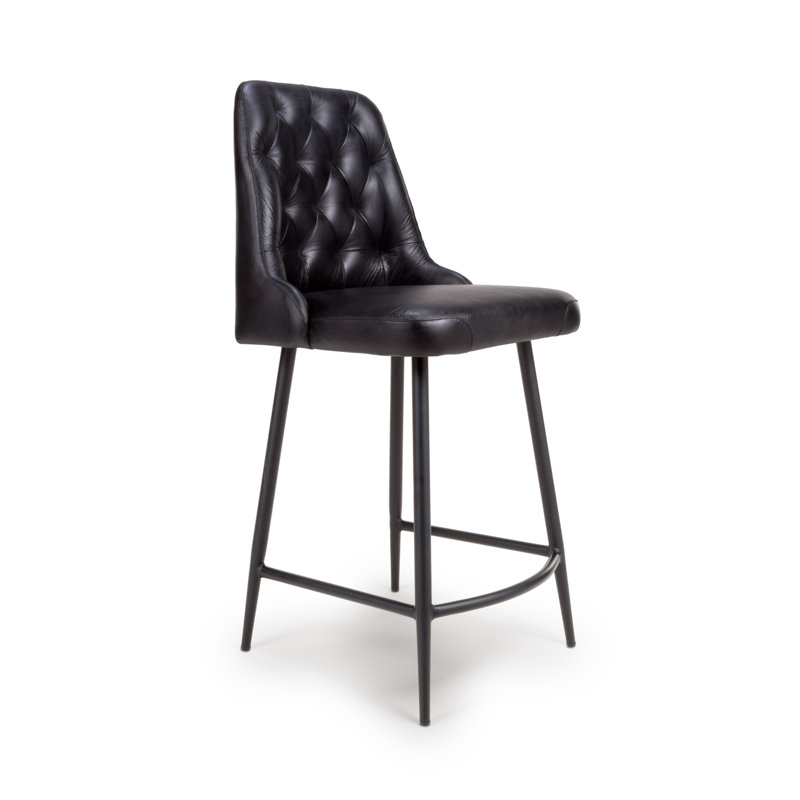 Ronja Upholstered Counter Stool with Metal Frame, Black