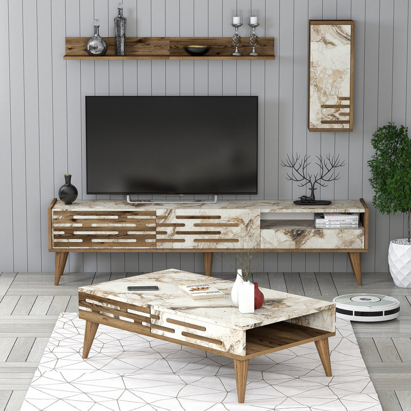 Ensemble de meubles de salon, Brun/crème