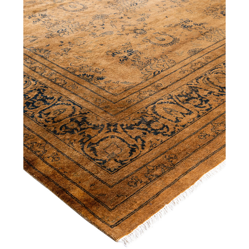 Overdyed Hand-Knotted Wool Modern-Contemporary Gold Area Rug 8' 3" x 10' 3"