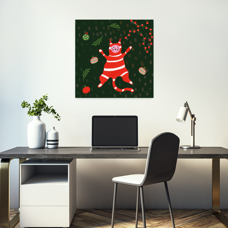 Art contemporain noir avec des animaux, H 18 po x l 18 po