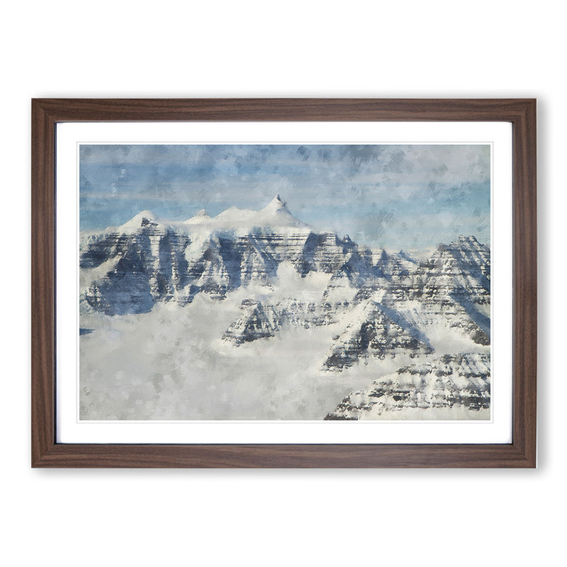 Mountain Ridges of Greenland - Framed Print, 27cm H x 36cm W x 2cm D, Walnut Framed