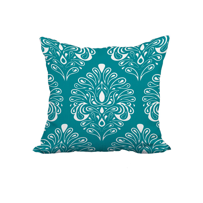 Coussin imprimé, 18 po x 18 po, sarcelle