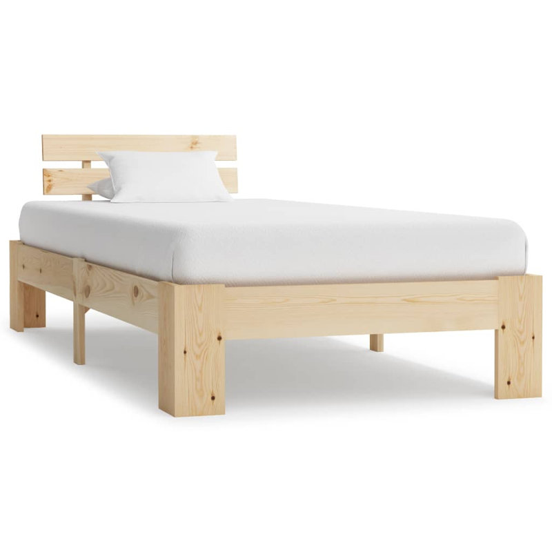 vidaXL Bed Frame Solid Pine Wood, Beige, 100 x 200 cm