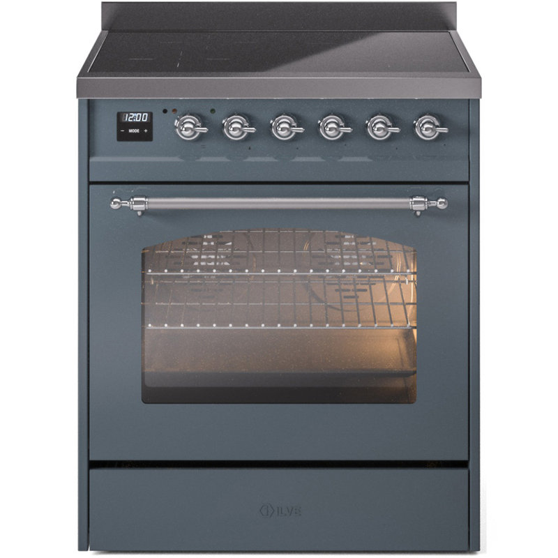 ILVE Nostalgie II 30 in Induction Range, Blue Grey/Chrome