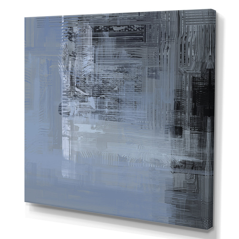«Blue and Black Grunge Frozen Art», reproduction d'art sur toile encadrée, H 16 po x l 16 po x P 1 po, Toile tendue