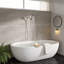 Douchette à main 8 fonctions avec flexible en acier inoxydable de 150 cm, finition nickel brossé, ensemble de douche haute pression avec support de fixation réglable, diamètre de 12 cm, fixation murale-91285111