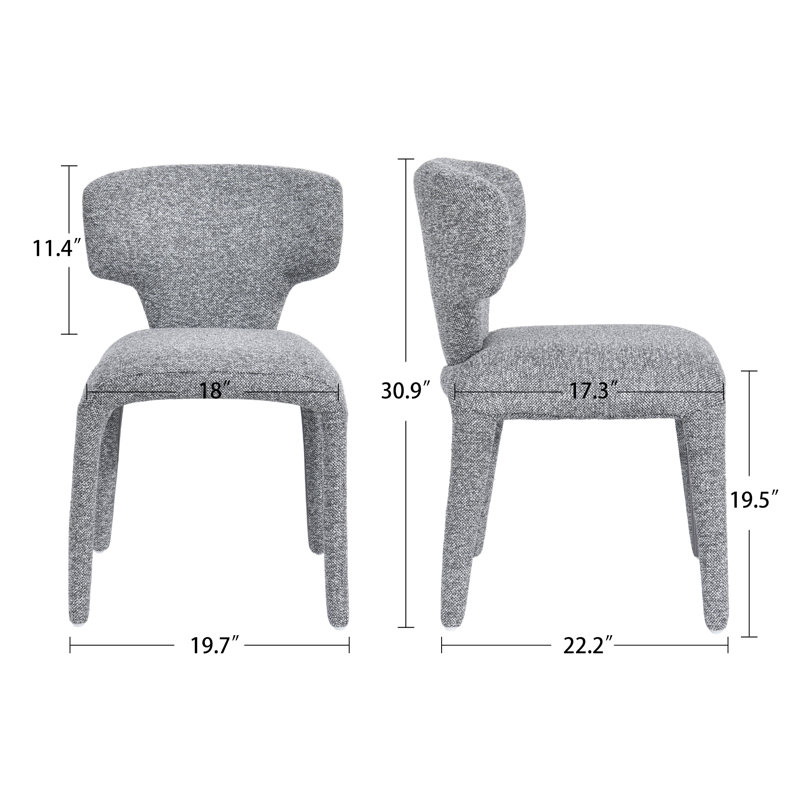 Chaise d'appoint moderne rembourrée en tissu, 4, Gris foncé