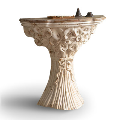 Brown+White Solid Wood Console Table