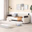Lit de jour simple sans tiroir avec rangement et couchette - rangement beige, cadre durable