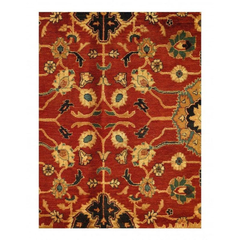Tapis oriental vert / brun / rouge en coton / laine 9 pi x 13 pi Wilness