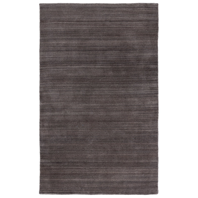 Thendara Hand Loomed Wool/Cotton Solid Color Rug in Charcoal, Rectangle 2'3" x 4'