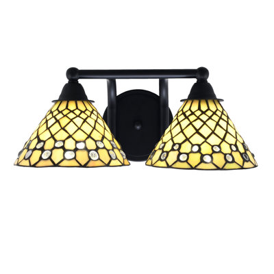 Paramount 2 Light Bath Bar Shown In Matte Black Finish With 7" Starlight Art Glass