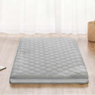 Memory Foam Japanese Futon, Twin Size Foldable & Portable Guest Mattress, Breathable Grey