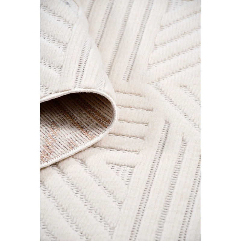 Tapis crème moderne en polyester Hawken facile à nettoyer, 6,5 pi x 9,5 pi