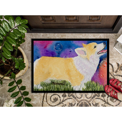 Tapis de porte d’intérieur anti-dérapant corgi