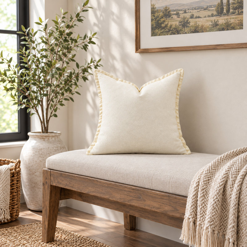 Housse de coussin India Chic Linen, 20 po x 20 po, Blanc