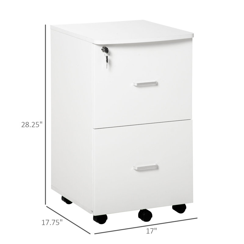 Jyiah 17'' Wide 2 -Drawer Mobile File Cabinet, White