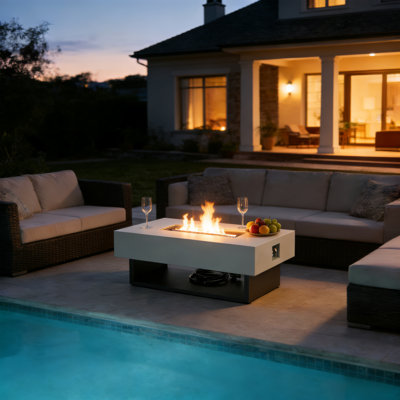 Outdoor Rectangular Steel Fire Pit Table