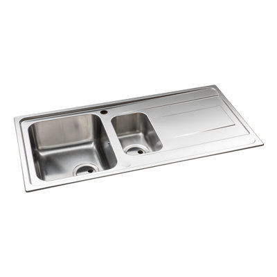 Abode Designs Ixis 500mm W Double Bowl Stainless Steel Drop-In Kitchen Sink with 2 Faucet Holes