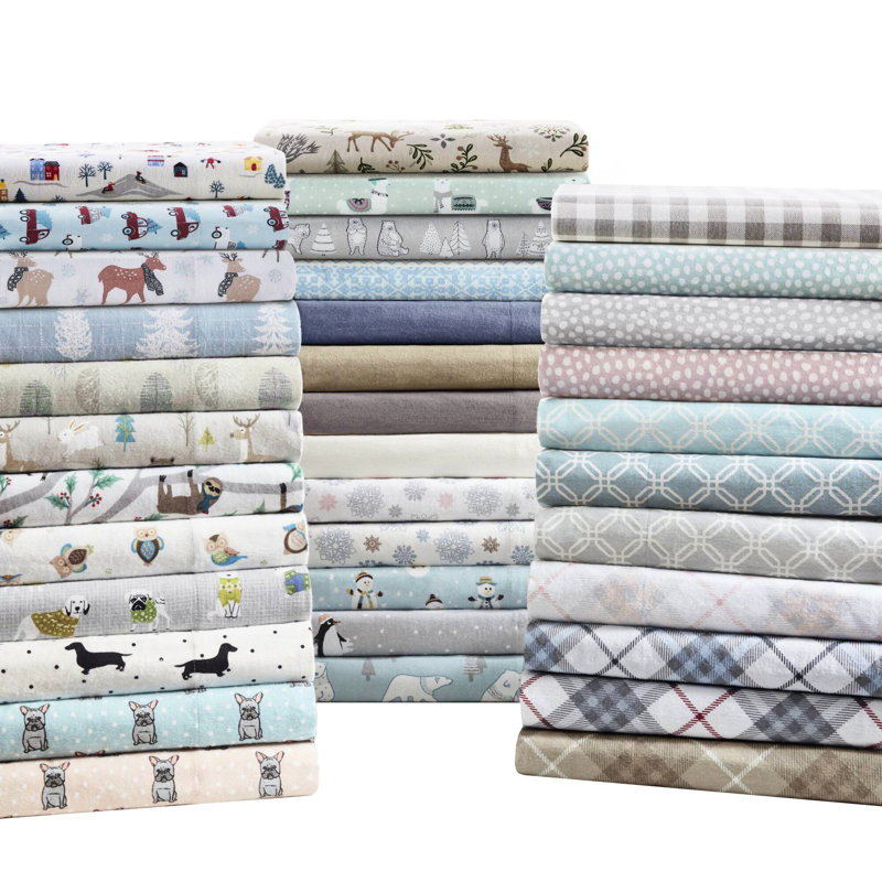 Ensemble de draps en flanelle pour grand lit 4 pièces 100% coton blanc, Édredon grand et 3 pièces supplémentaires