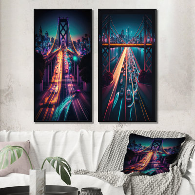 «Futuristic San Francisco Neon», 2 pièces sur toile