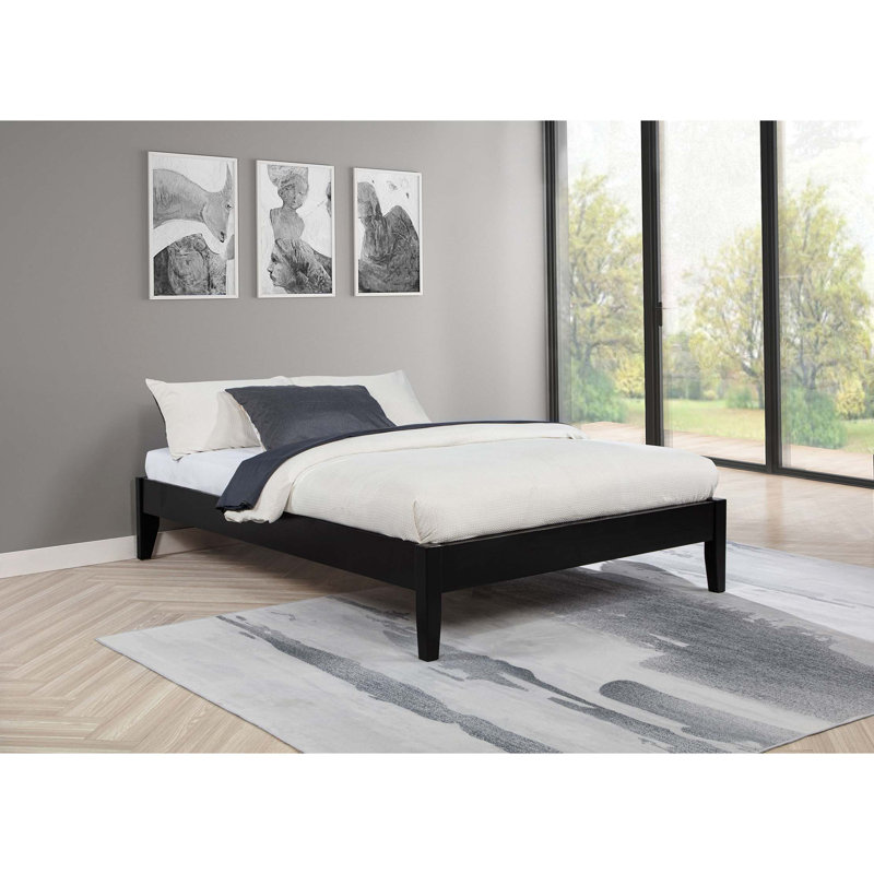 Base de lit plateforme simple avec assemblage facile, Noir
