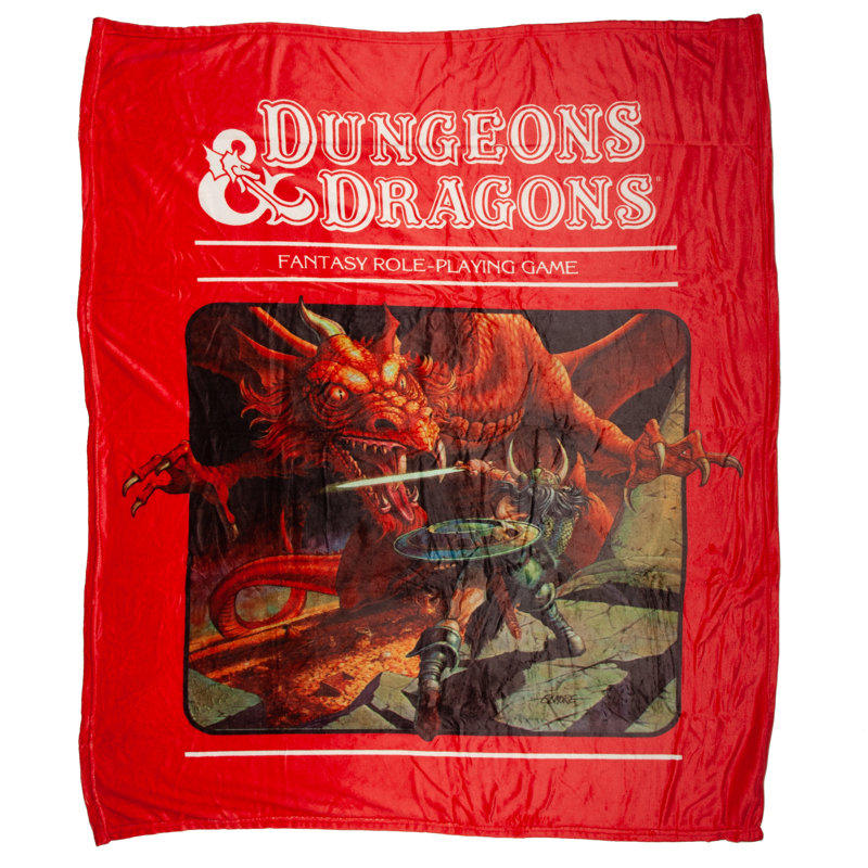 Red Fleece Dungeons & Dragons Cover Art Throw Blanket