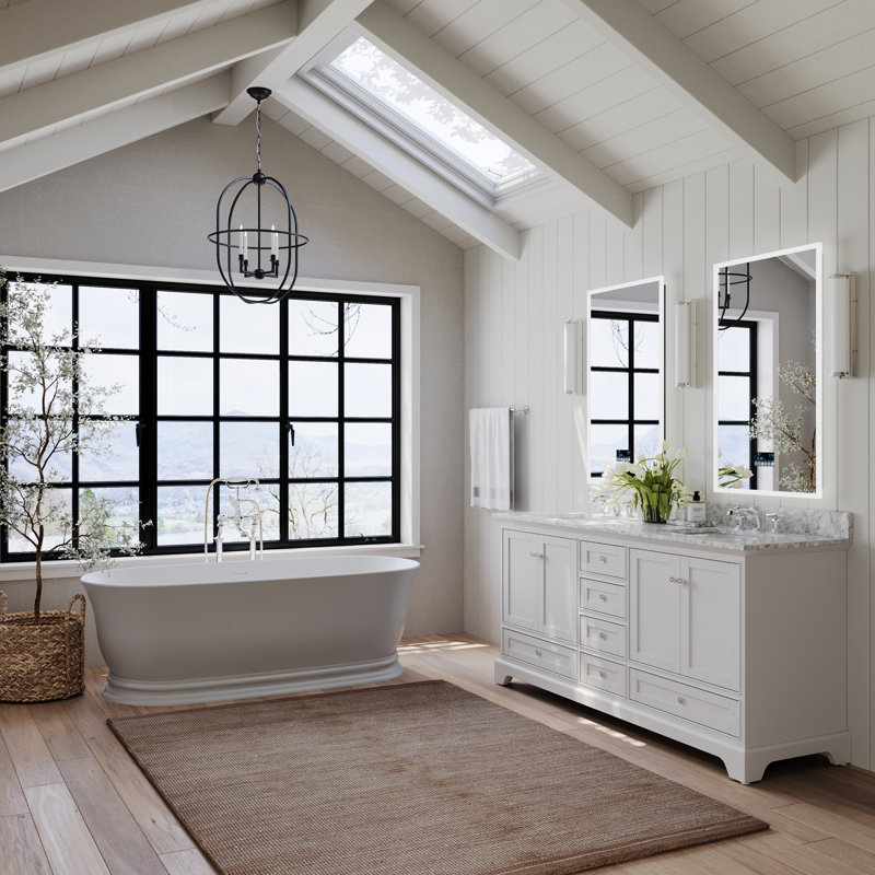 Audrey 72'' W Double Vanity, White| Brushed Nickel