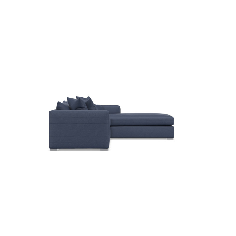Sectional, Blue Polyester, Right Hand Facing