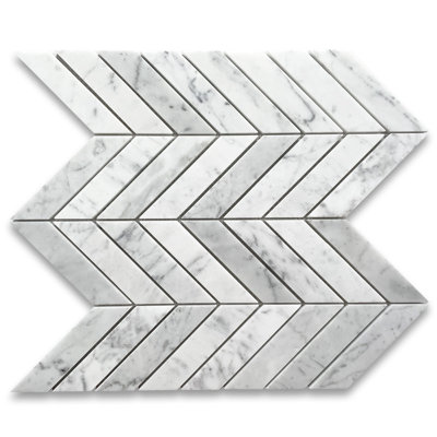 12" x 12" Marble Chevron Mosaic Wall & Floor Tile