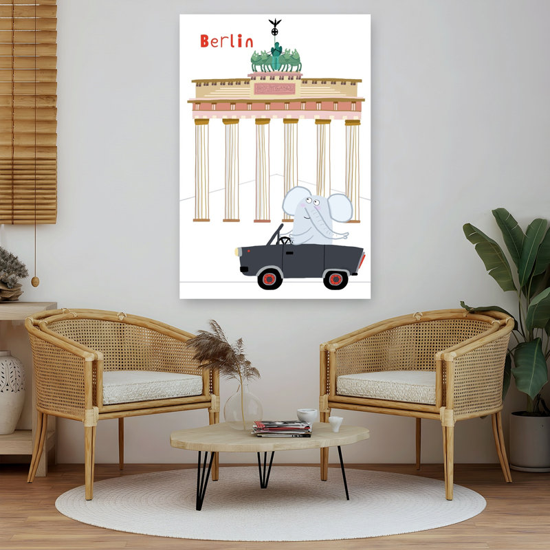 Affiche murale représentant des éléphants à Berlin, représentant une architecture contemporaine avec des éléphants.